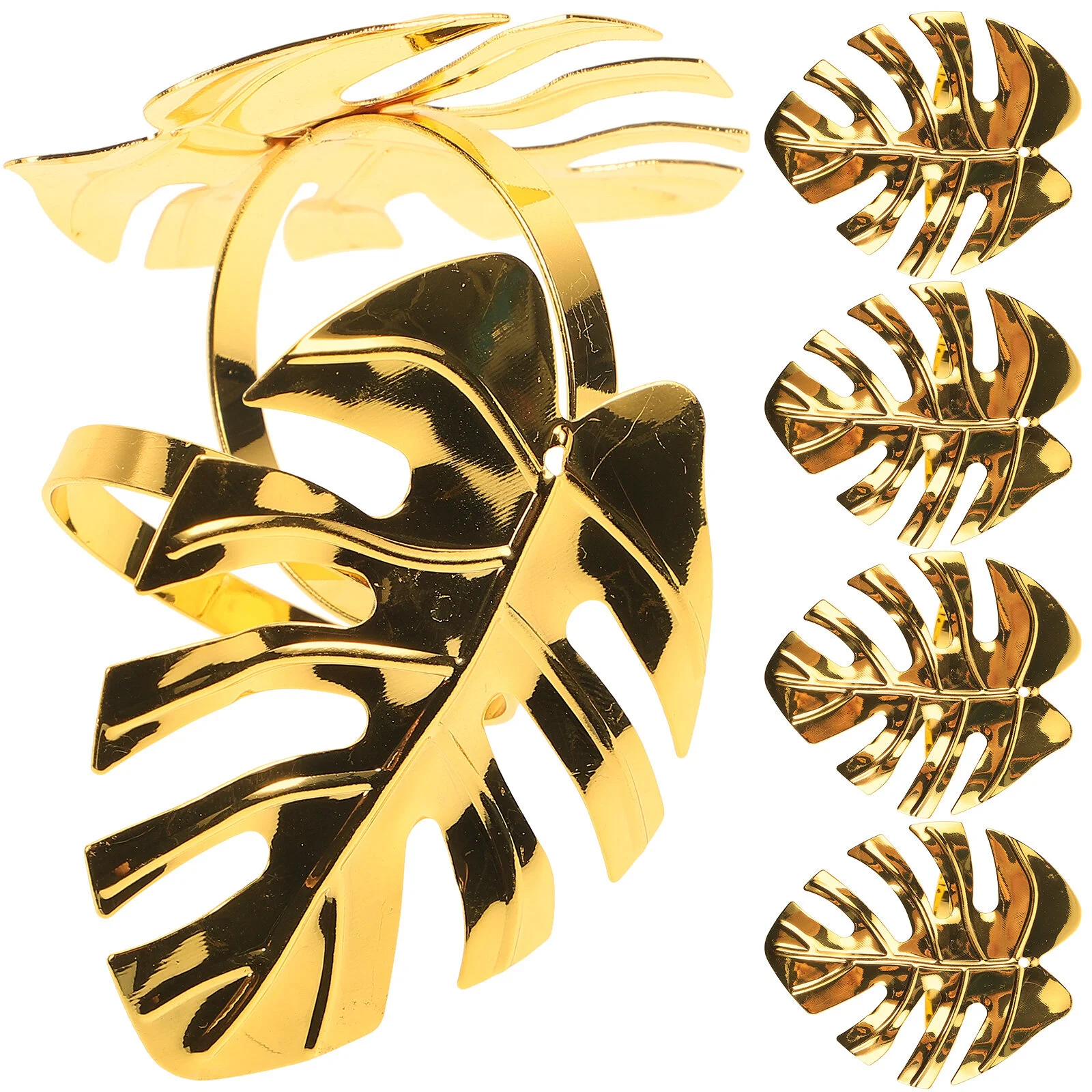 

6pcs Turtle Leaf Napkin Rings Tree Monstera Napkin Rings Metal Monstera Napkin Holder for Hawaii Wedding Party Table Decoration
