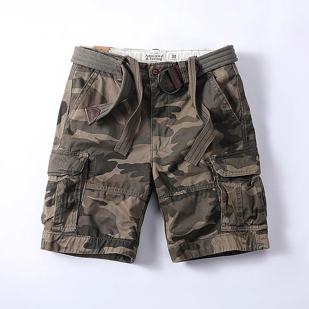 Хлопковые шорты-карго в стиле милитари летние мужские повседневные свободные