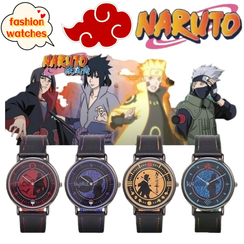 Фото Модные стильные часы NARUTO Uchiha Sasuke Uchiha Itachi для подростков, красивые, высококачественные кварцевые наручные часы, подарок на день рождения №1