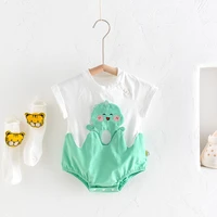 newborn cute rompers boys and girls baby cartoon baby stitching short sleeved bag fart clothes