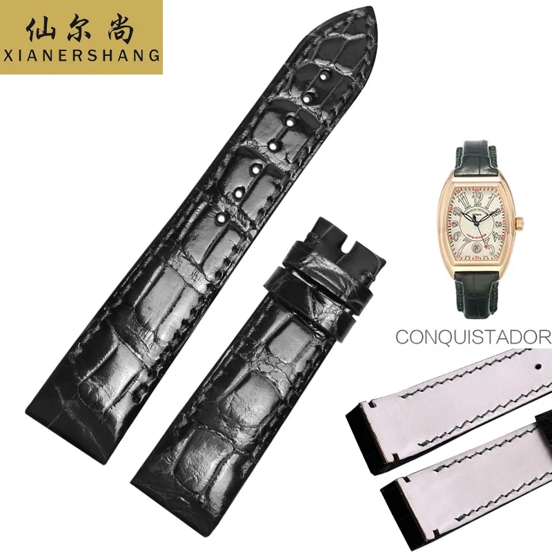 

Ремешок XIANERSHANG ручной работы из крокодиловой кожи для наручных часов 1:1, оригинальный ремешок для наручных часов FrankMuller CONQUISTADOR 19 мм