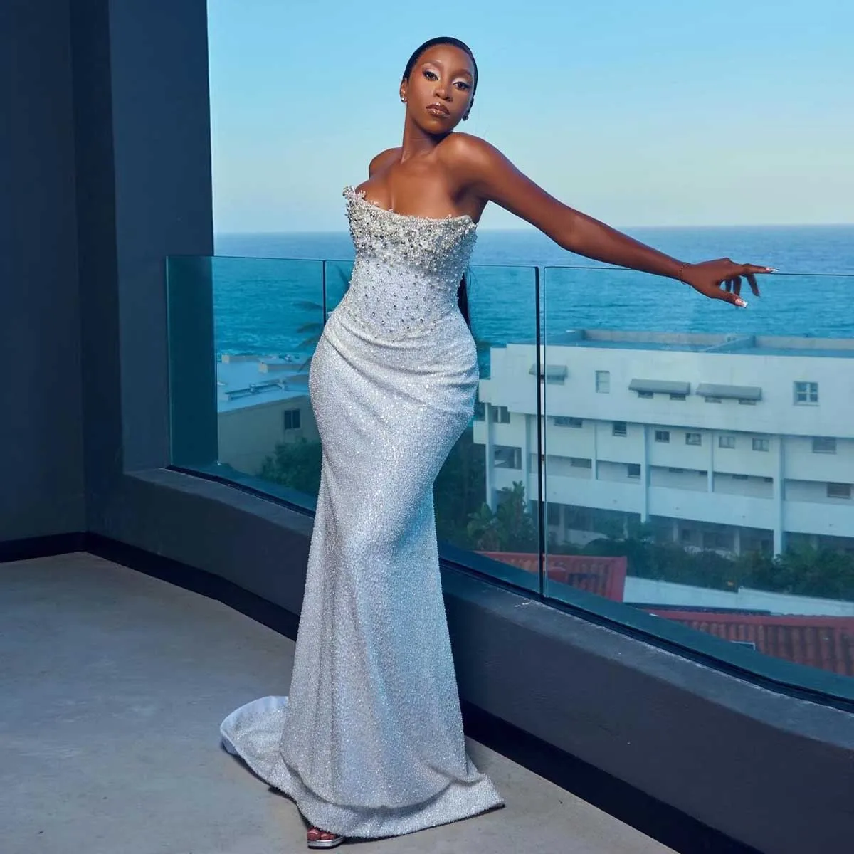 Африканские белые платья с бисером для свадебных приемов роскошное свадебное