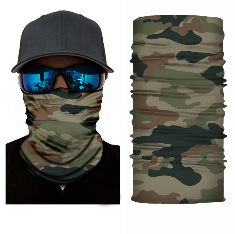 

Military Hiking Climbing Scarves Men Polyester Windproof Neck Warmer Face Mask Anti UV Tactical Camouflage Bandanas Print Piece