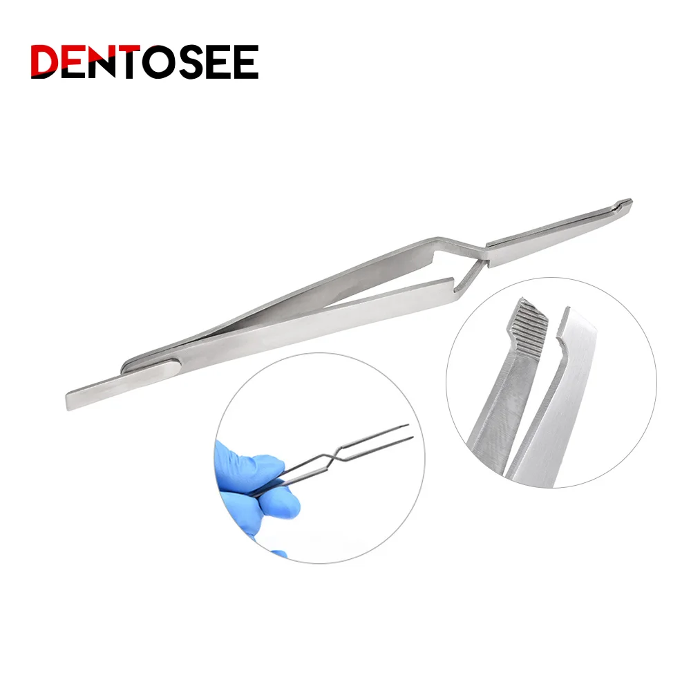 

Stainless Steel Tweezers Serrated Curved Dental Instruments Dental Tool Stainless Steel Tweezers Serrated Curved Dental Instrume
