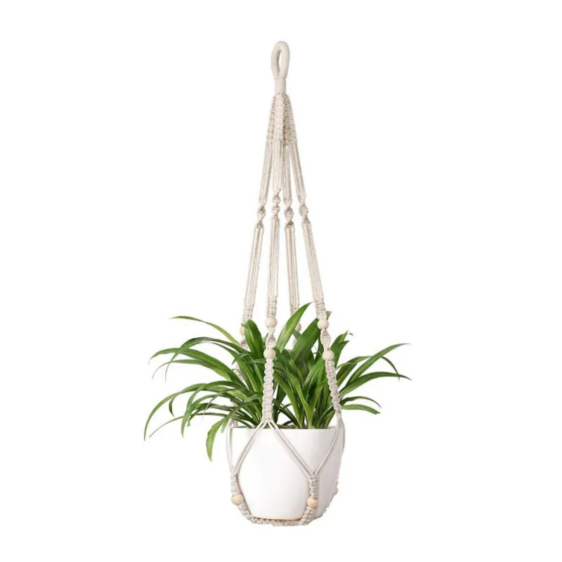 Macrame Plant Hanging Basket Handmade Knotted Planter Hanger Flower Pot Holder Garden Lifting Cotton Rope Indoor Boho Home Decor |