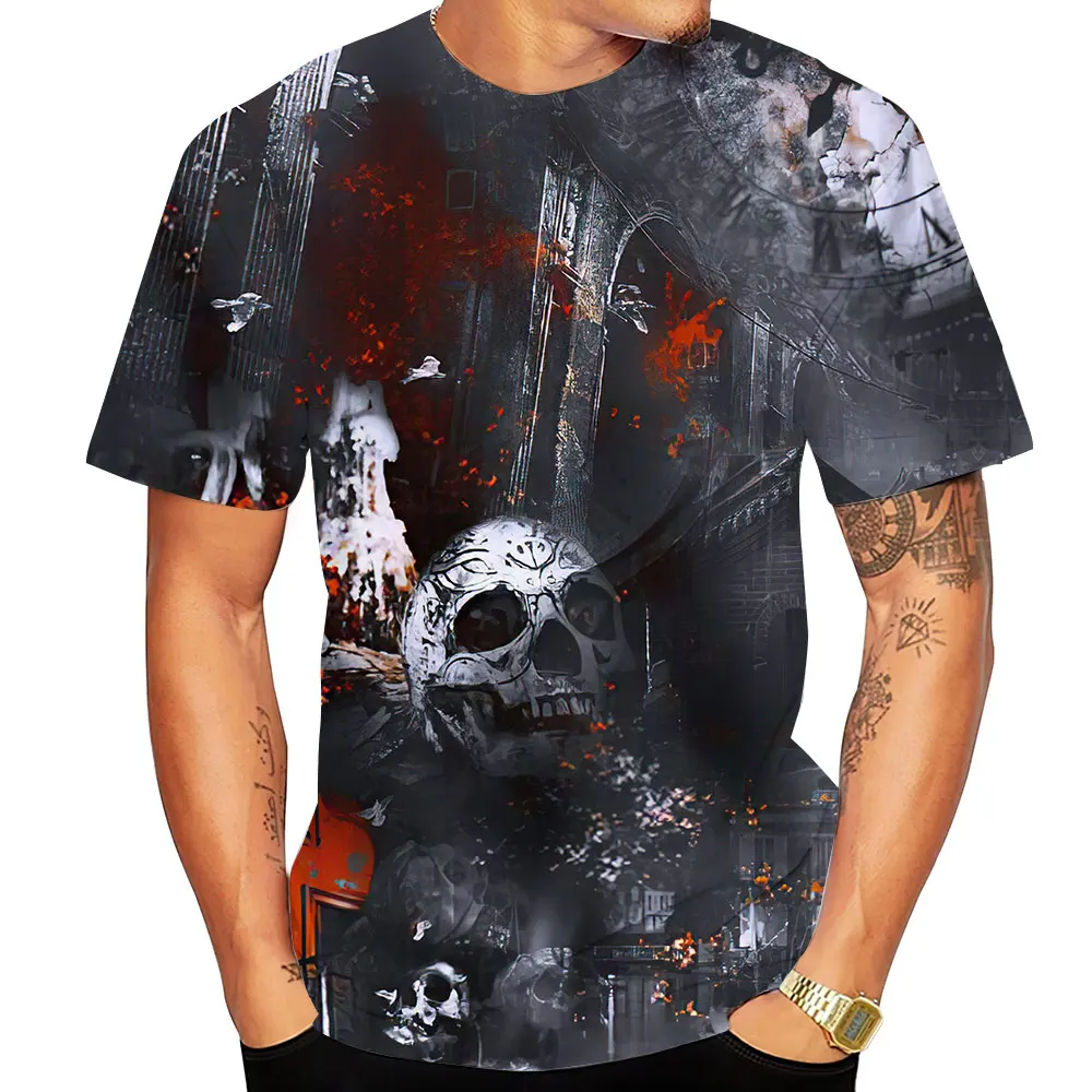 

Men's Summer Short Sleeve T-shirt 3D Printed Abstract Geometric Pattern Round Neck Loose Short Sleeve Oversized Men's T-shirt