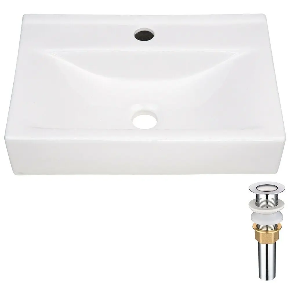 

Porcelain Bathroom Sink Small Size Wall-mounted Sink with Faucet Hole