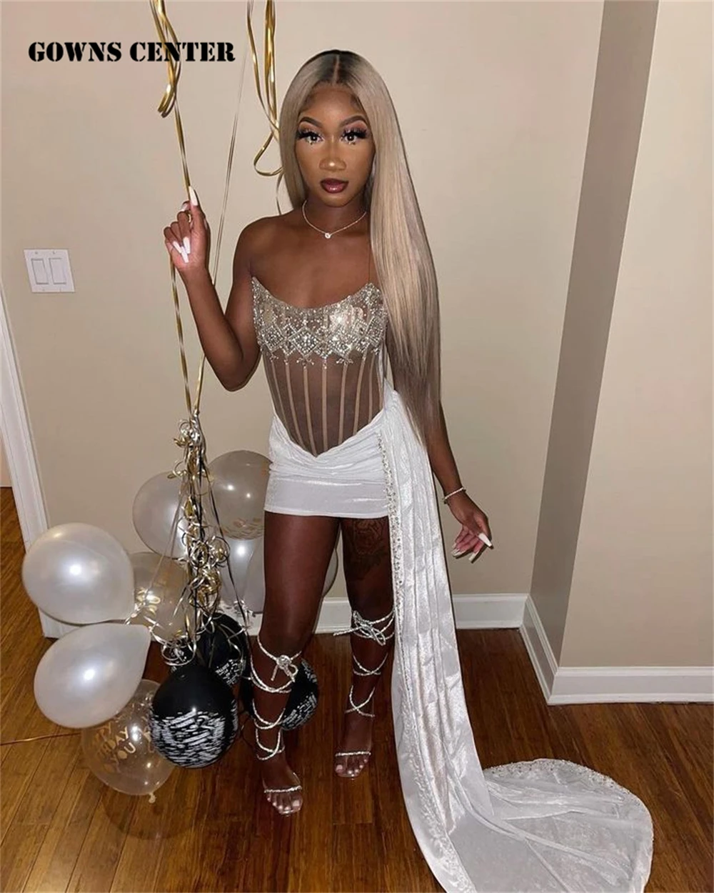 

White Velvet Prom Dresses For Black Girls Sliver Beaded Train Mermaid Formal Occasion Dress Corset Birthday Gown vestido de gala