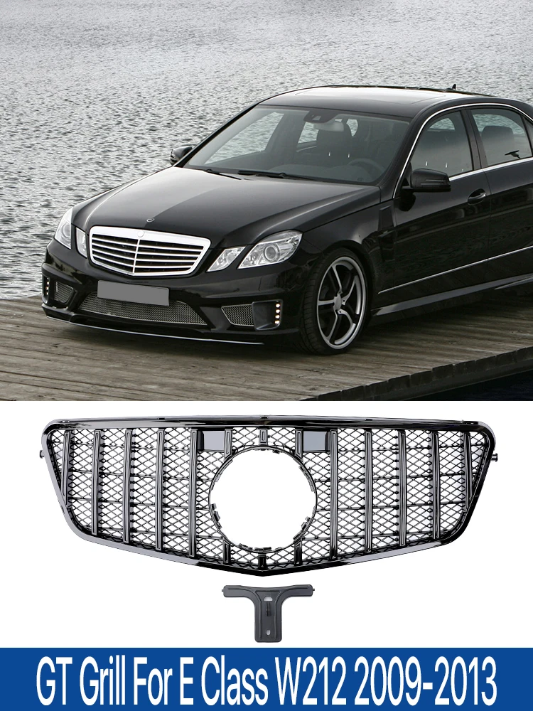 

Black Silver Front Bumper Panamericana GT Grill For Mercedes Benz E Class W212 260 300 320 350 400 Grille Parrilla 2009-2013