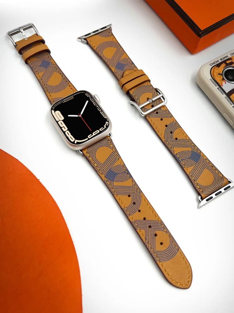 

Кожаный ремешок для Apple watch band 44 мм 45 мм 42 мм 41 мм 40 мм 38 мм, аксессуары для браслета iWatch series 3 4 5 6 SE 7