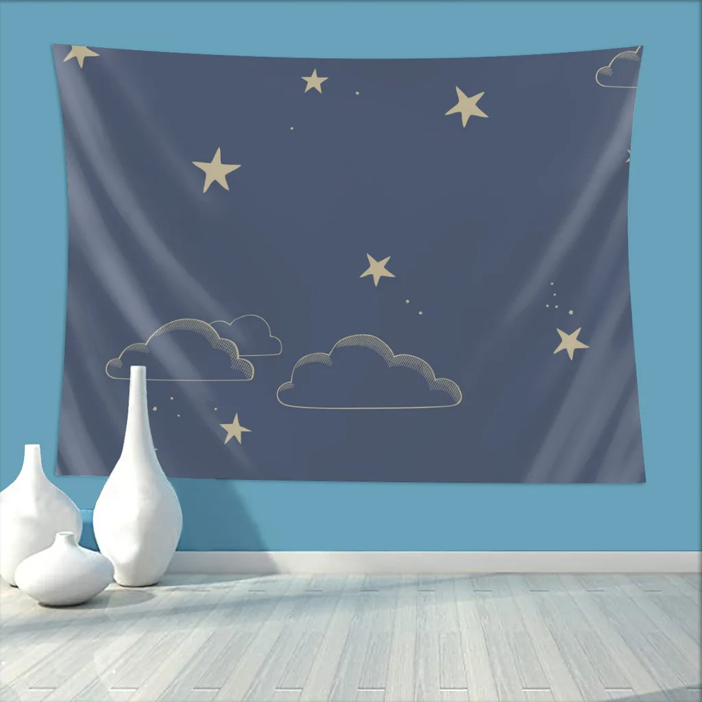 

Starry Sky Bedroom Tapestry Blue Pattern Background Hanging Covering Living Room Arts Decor Aesthetic Gobelin