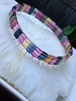 natural colorful tourmaline crystal bracelet 7 2mm clear rectangle beads bangle candy tourmaline brazil women jewelry aaaaaaa