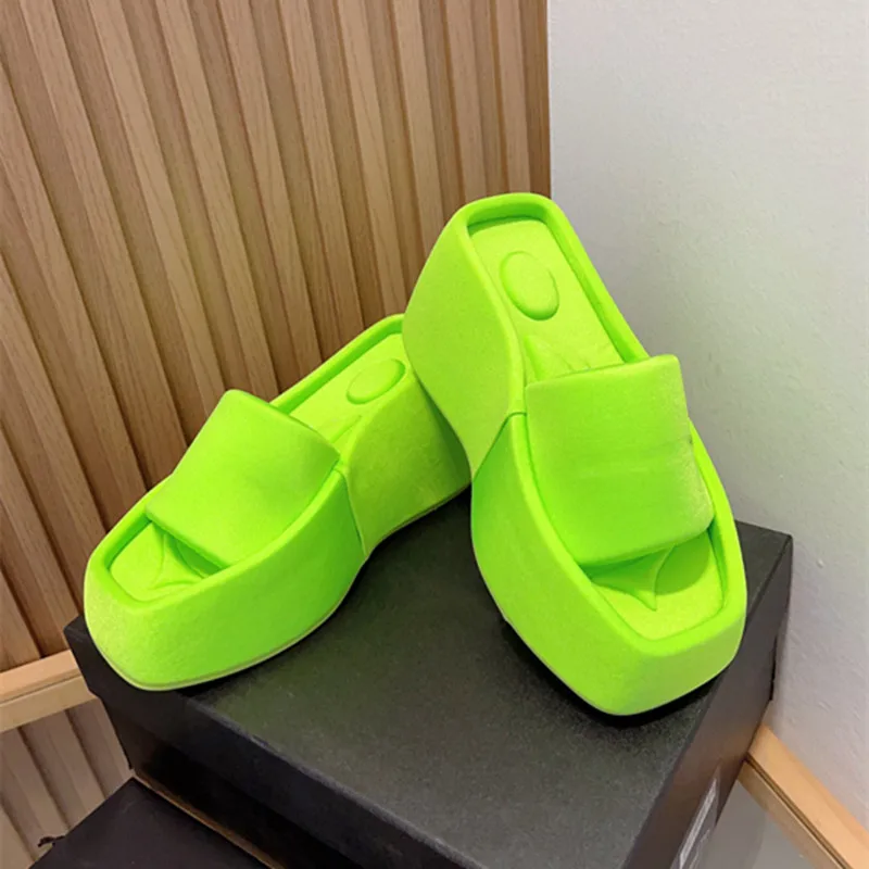 Thick Sole Ladies Slippers 2023 Summer New High Heel Casual Broadband Open Toe Beach Shoes Sandals