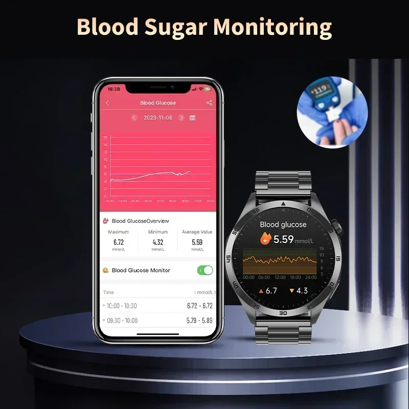 Мужские смарт-часы с функцией измерения уровня сахара в крови