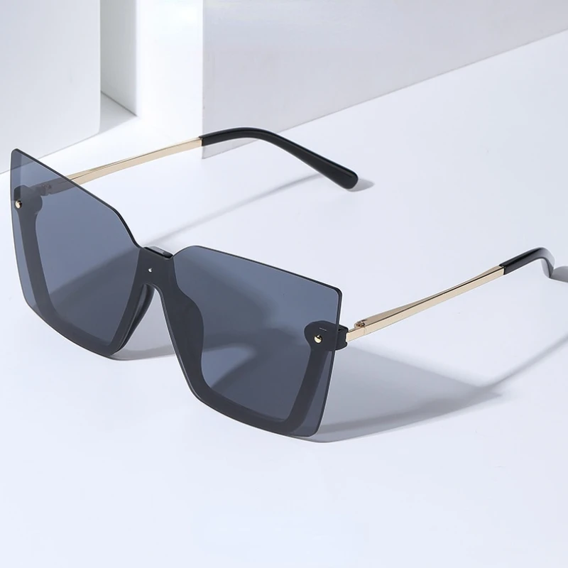 

New Big Frame Square Meter Nail Sunglasses Women Fashion Big Square Frameless Popular European and American Conjoined Sunglasses