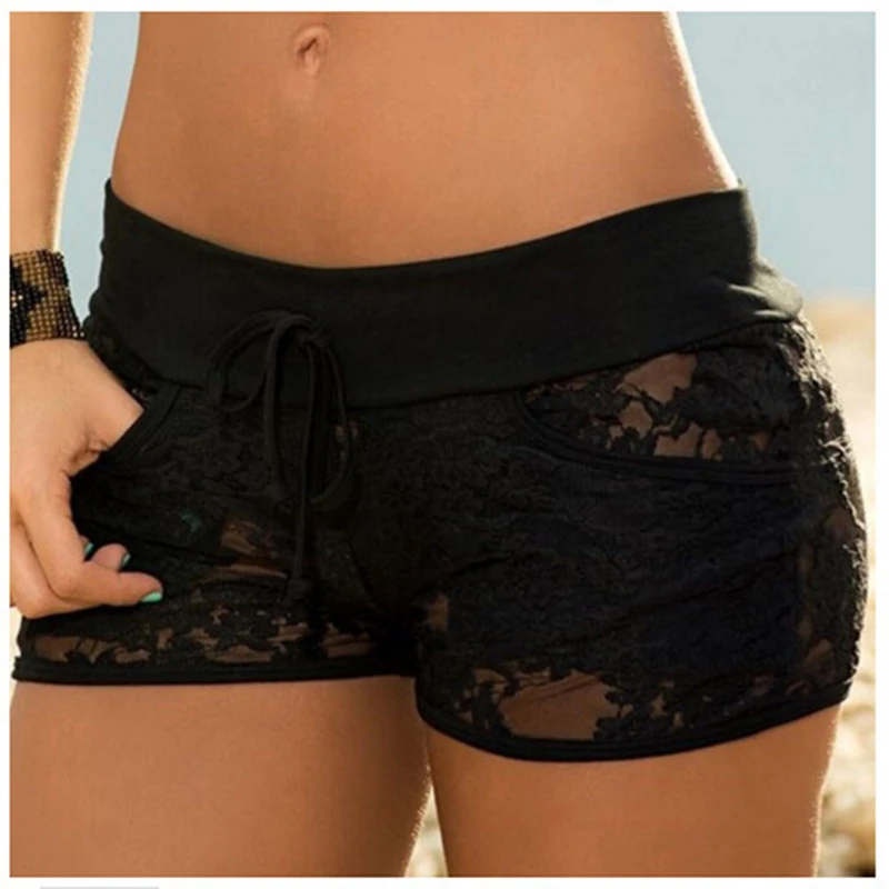 

Summer Sexy Women Shorts Lace Hollow Out Black Lace Shorts Panty Hot Sale Heigh Quality Sexy Control Shorts Exotic Bodyshorts