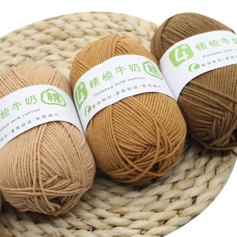 

Crochet Thread Breathable Portable Milk Cotton Knitting Wool Thread Needlework Supplies Solid Colour Crochet Yarn for Basket
