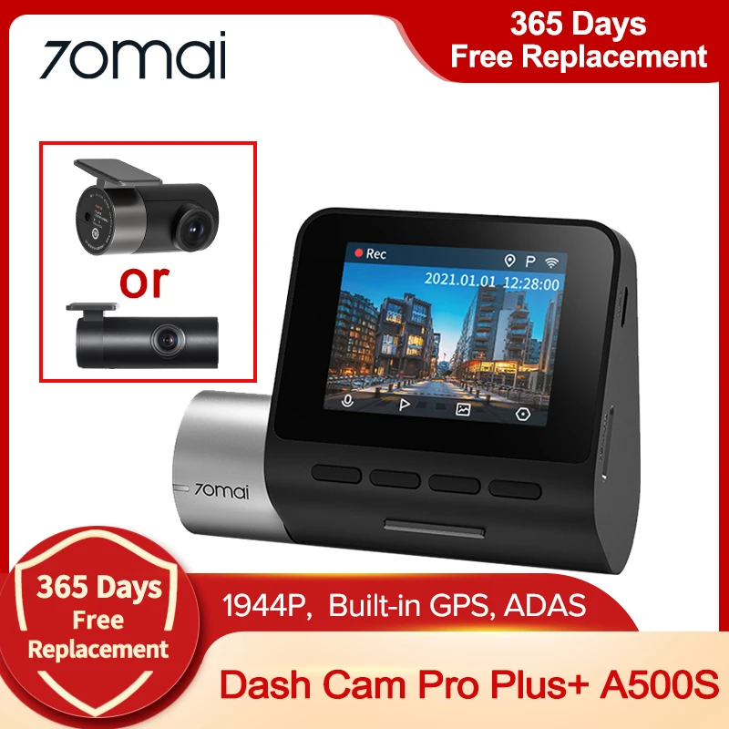 

70mai Dash Cam Pro Plus+ A500S 1944P GPS ADAS Car Camera 70mai A500S Car DVR 24H Parking Support Rear Cam 140FOV Auto Recorder