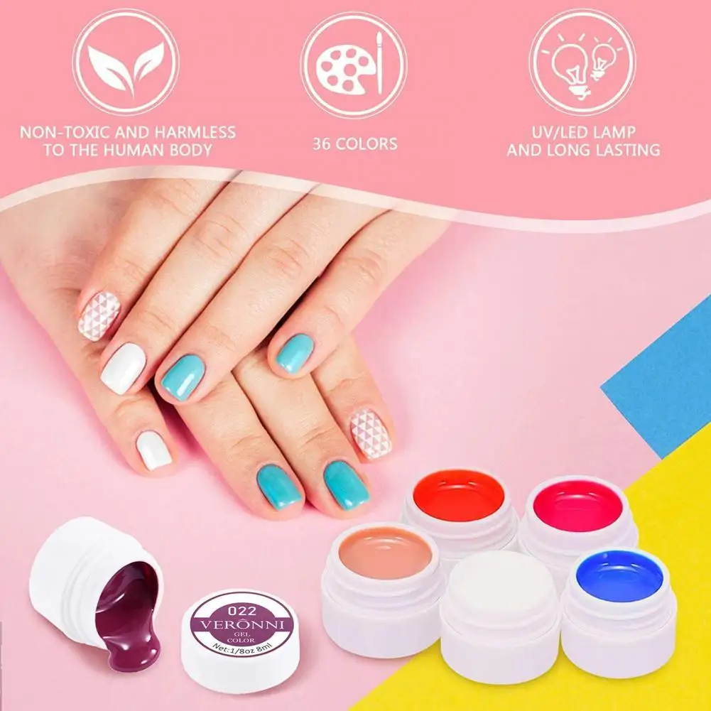 

Nail Polish 5ml x 36 Nail UV Gel Set Pure Color Smell-less Nail Art Nail Tips Extension Tool Set for Beauty
