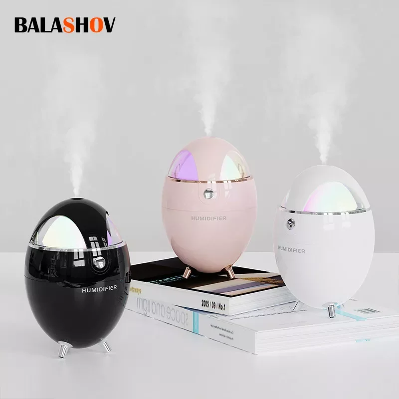 Mini Humidifier Cute Eggshell Shape Home Desktop USB Colorful Night Light Mute Humidifying Sprayer For Car Office Creativity