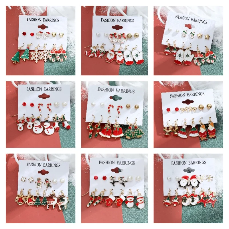 

6 пар, модные серьги в виде новогодней елки