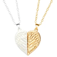 2pcsset angel wing heart pendant chain couple necklace strong magnetic distance necklace for girlfriend men women
