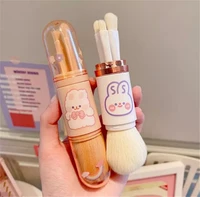 cartoon telescopic 4 in 1 travel portable makeup brushes set eyeshadow brush lip cosmetics for face makeup brush kit