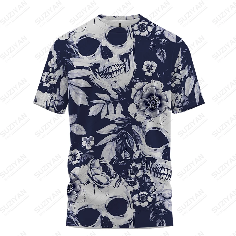 

2023 New Vintage Skull 3D Printing T-shirt Men's Summer T-shirt Horror Casual T-shirt Harajuku T-shirt O-neck Hip-hop T-shirt