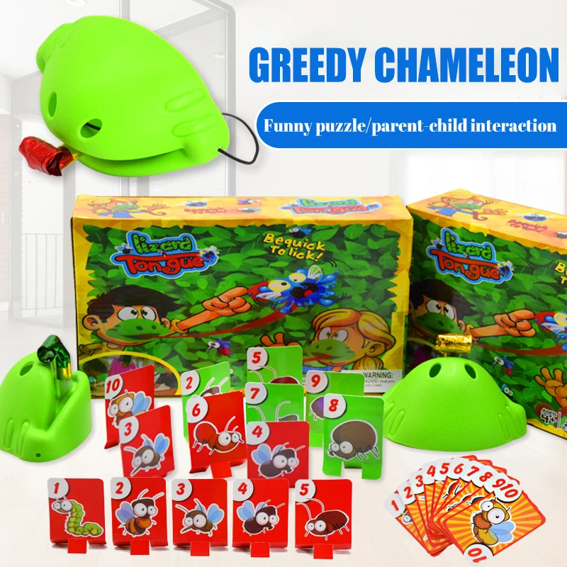 

Детская семейная Вечеринка антистресс забавная настольная игра маска-Хамелеон ящерица вибрирующий язык лижущие карты настольные игры игр...