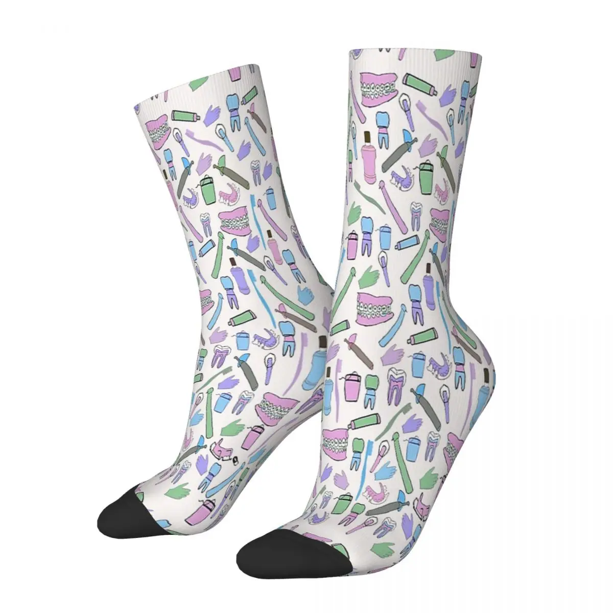 

Khaki Background Orthodontic Pastel Tooth Teeth Dental Braces Stomatology Department Socks Male Mens Women Winter Stockings