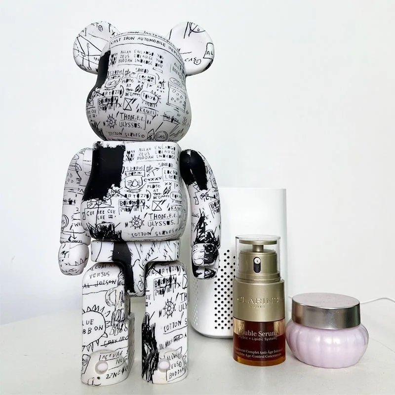 Pаспродажа Новинка, 2 шт., фигурки Bearbrick 400%, модель Basquiats Bear Brickes и Cyberpunk Daft Punk, коллекция с изображением яркого лица и агрессивного медведя