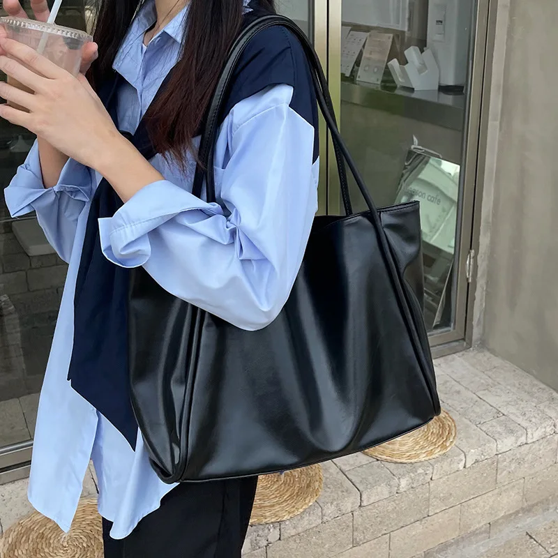 Diinovivo Casual Large Capacity Ladies Shoulder Bag Vintage Women Tote Bags PU Leather Handbag For Women Underarm Bag WHDV2249