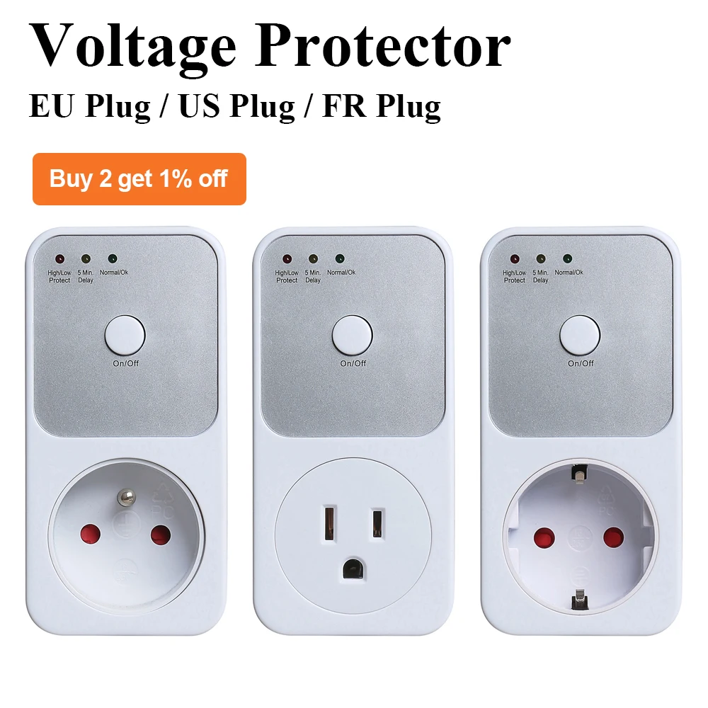

T50 Automatic Refrigerator Protecting Switcher 170-260V Voltage Protector 5-6 Mins Relay Socket EU/FR/USA Plug Electrical