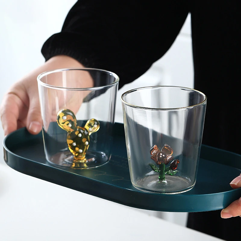 

300ML Creative Three-dimensional Plant Shape Coffee Milk Drink Mug Cute Home Breakfast Glass Children's Water Cup Drinkware Gift