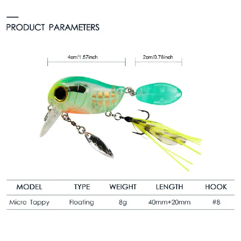 

NEW Floating Fishing Lure 40mm 8g Mini Artificial Hard Bait Crankbait Wobblers with Spoon Resin Bait Fishing Tackle Accessories