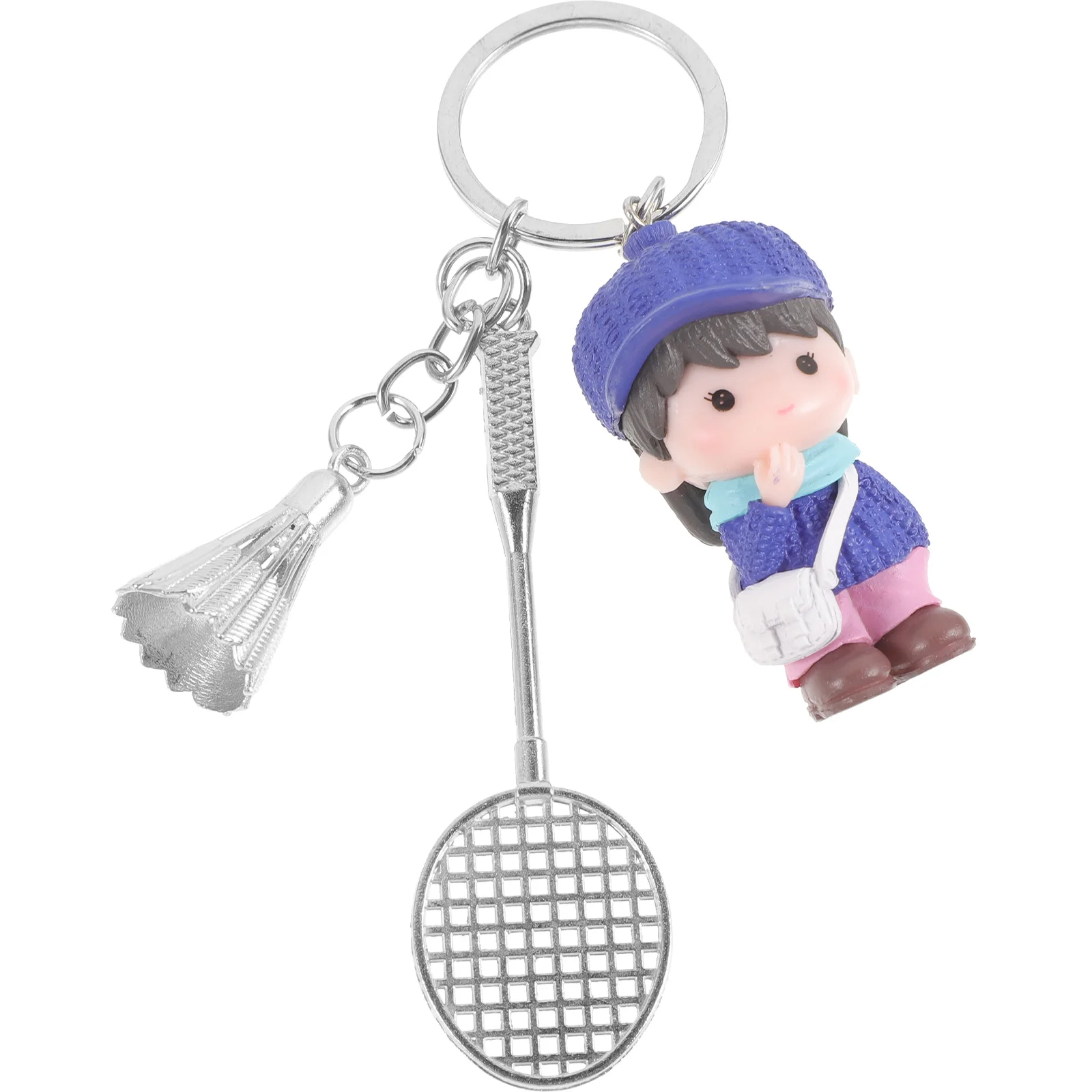 

Cute Key Rings Delicate Keychain Badminton Racket Shuttlecocks Decorative Birthday Gift