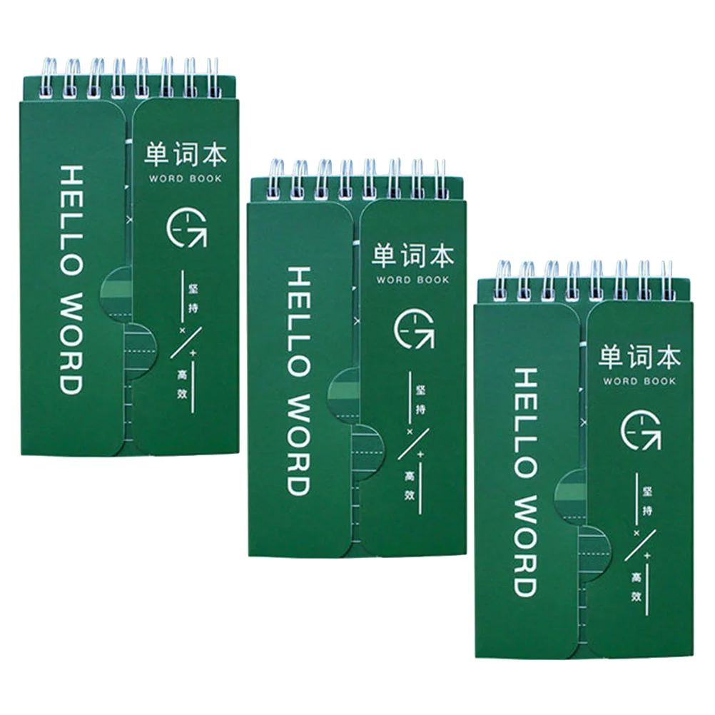 

3 Pcs Word Book Spiral Notebooks Students Small Supplies Paper Notepad With Barrier Christmas Stationery Shopping