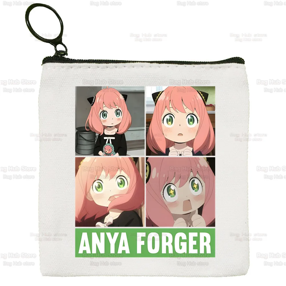 Anya Smug Kawaii Cartoon Funny Canvas Coin Purse Canvas Bag New Japanese Anime Spy X Family Coin Bag Key Coin Purse