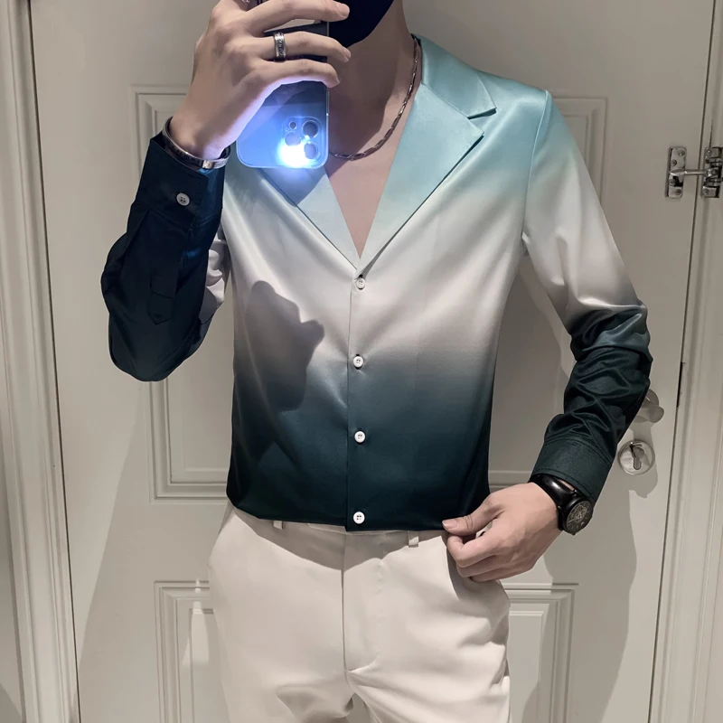 

2022 Autumn New Fashion Button Down Streetwear Men Design Blouses Brand Man Shirts Clothes Long Sleeve Shirts Chic Tops W139