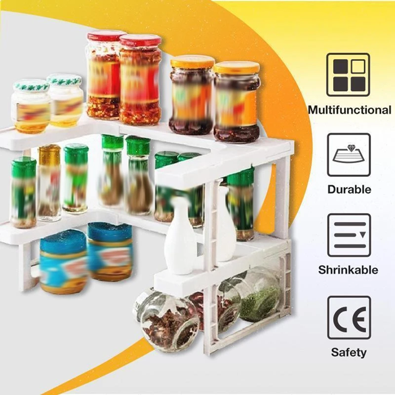 

Stackable Spice Storage Shelf Adjustable Expandable Spice Rack Cabinet Shelves For Pantry Kitchen Countertop Organizer