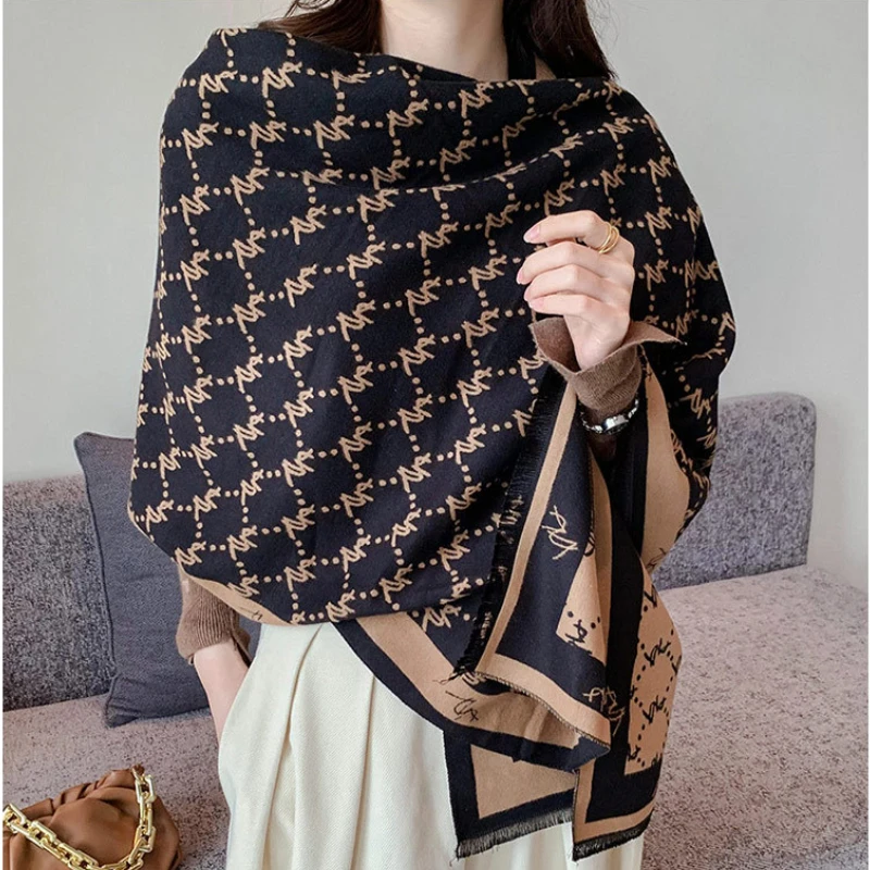 

2022 New Warm Cashmere Scarf for Women Double Sides Pashmina Shawl Wrap Luxury Brand Bandana Designer Foulard Blanket Scarves