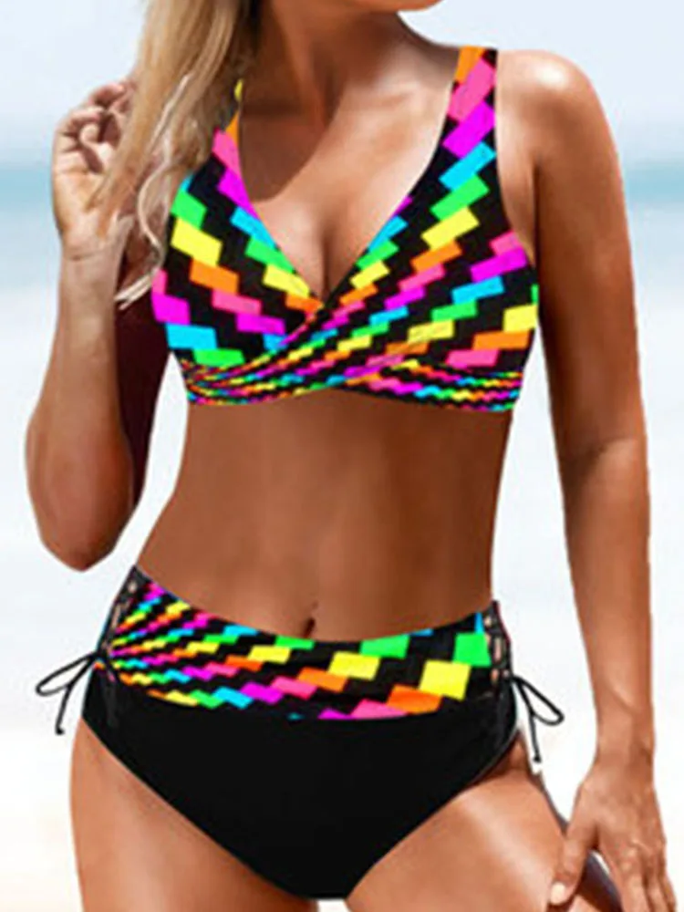 Женское бикини 2022 сексуальный купальник с эффектом пуш-ап высокой талией