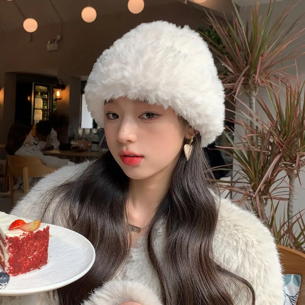 

Шапка бини шикарная не выцветающая осенне-зимняя теплая плюшевая шапка без козырька аксессуары для костюма вязаная шапка облегающая шапка