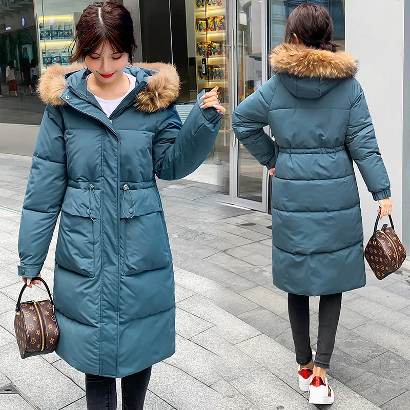 Cotton Padded Jacket Women Korean Fashion Fur Collar Thicken Warm Jackets 2022 Winter Solid Casual Cotton Outwear Female Y937