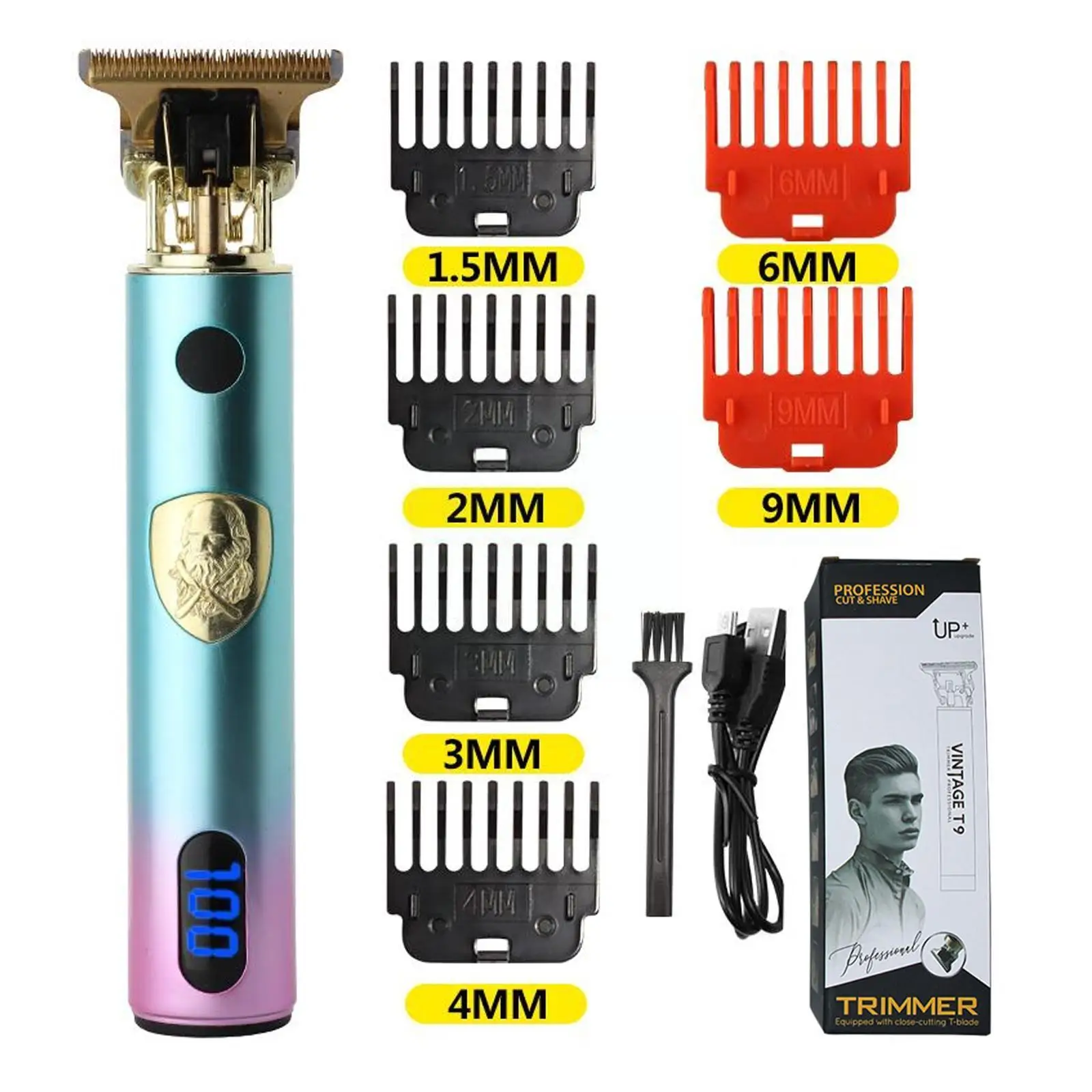 

T9 Electric Hair Men Beard Barber Trimmer Epilator Professional Shaver Hair Machine Removal Cutting Cordless Care Hair S2I0