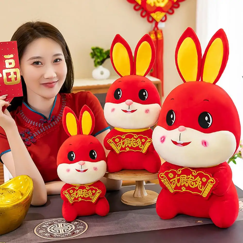 

Милый талисман 2023 года, кукла на удачу, красный уютный плюшевый кролик, кукла-талисман со знаком зодиака, мягкая игрушка