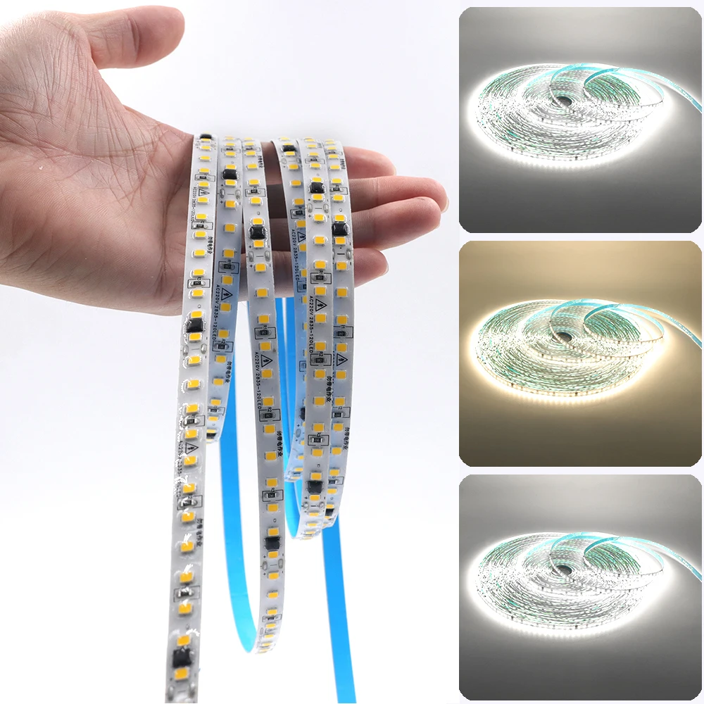 

10cm Cuttable 10m 50m LED Strip Light 220V 2835 120leds Flexible LED Tape IP55 waterproof LED Ribbon for Indoor Home Decoration