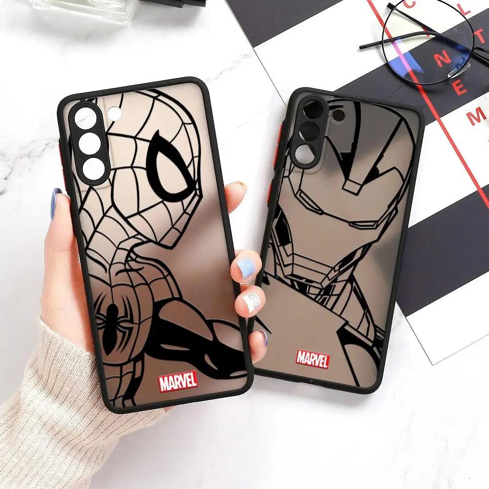 

Spider-Man S23 Ultra Case For Samsung Galaxy S22 Ultra Cases S23 Cover S21 S20 Plus FE S10 Hard Matte Cover Cool Marvel Iron-Man