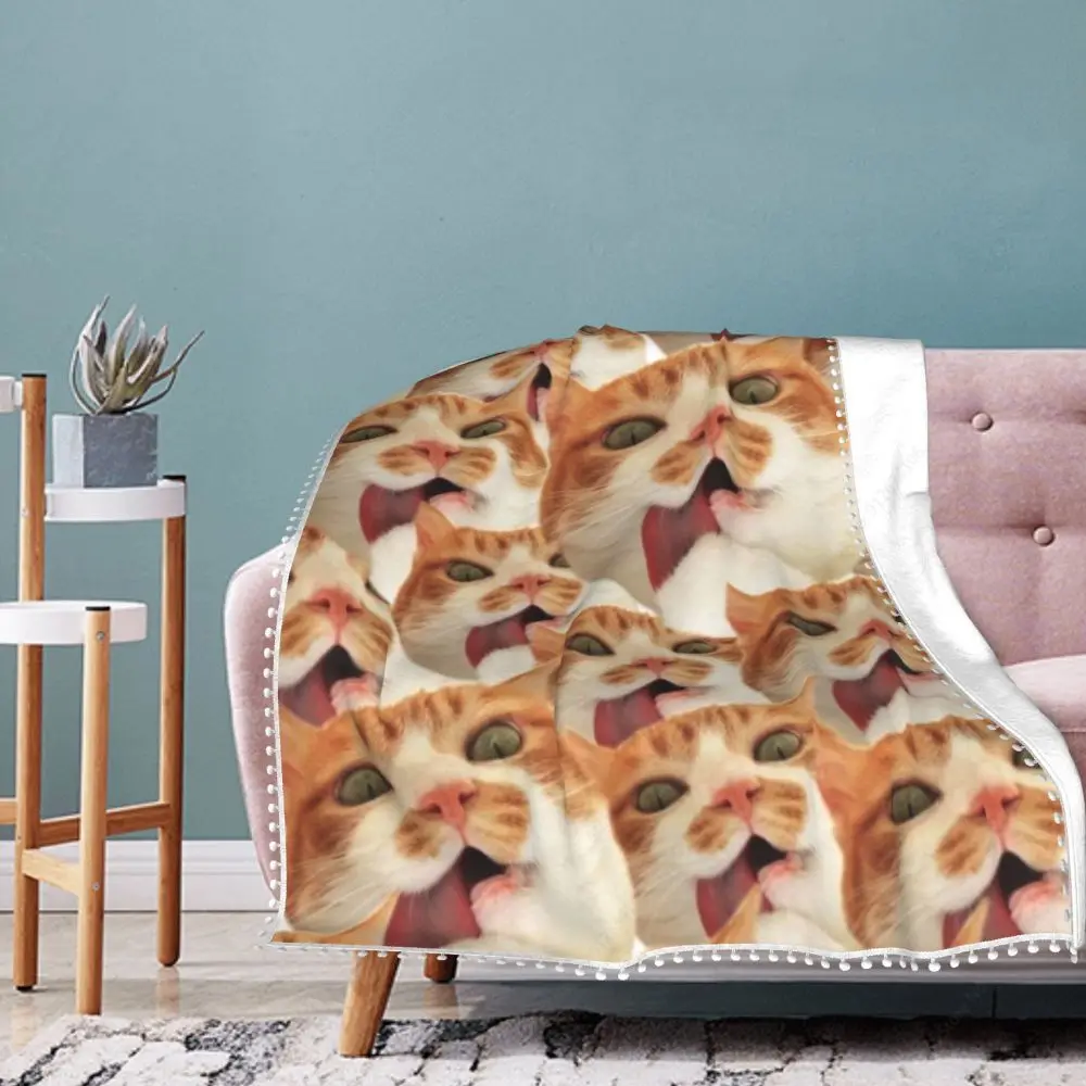 

Funny Cat Custom Blankets Winter Flannel 3D Printed Animals Pet Warm Throw Blanket for Sofa Travel Bedding Gift for Adults Kids