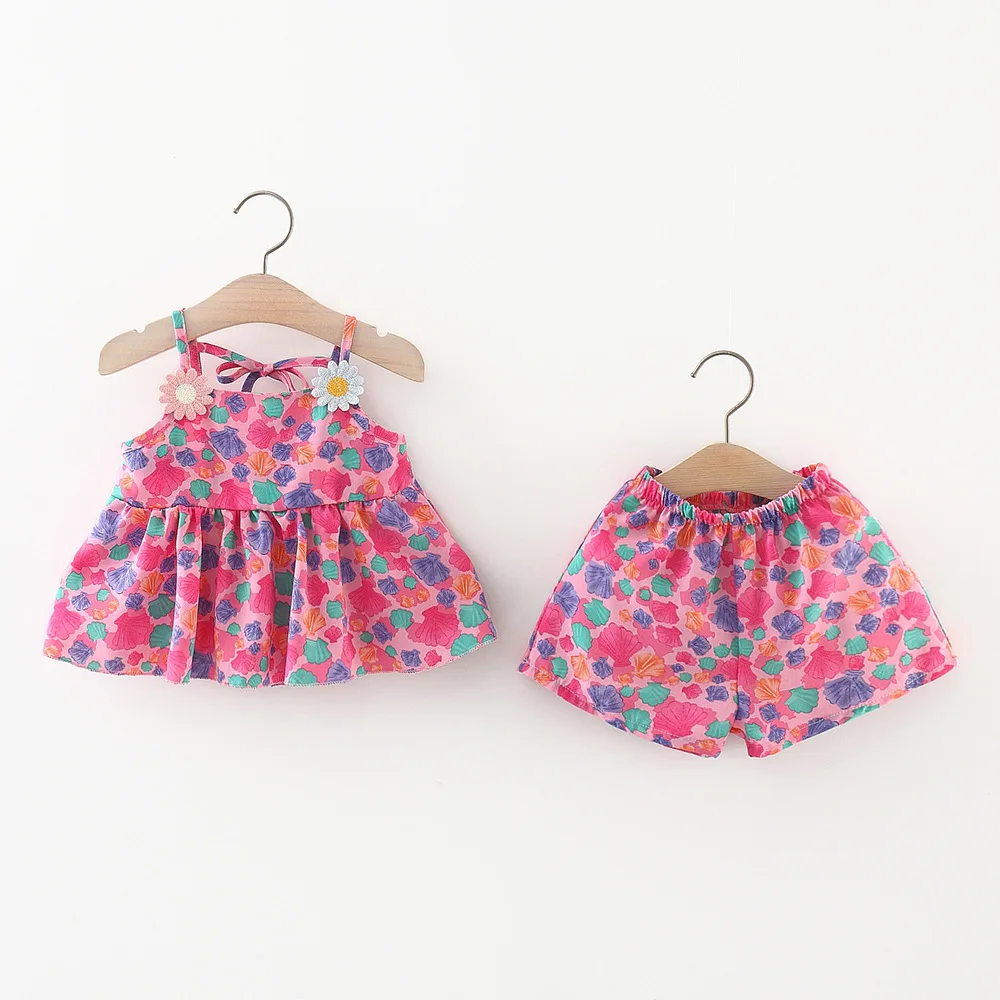 0-2 Years Baby Girls Summer Floral Vest Set Clothing sets For Kid Girl